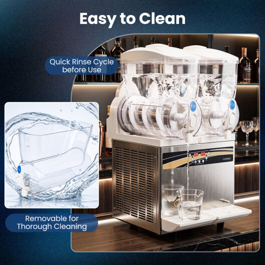 Costway 8 Gal Commercial Slushie Machine with LED Lights-Silver