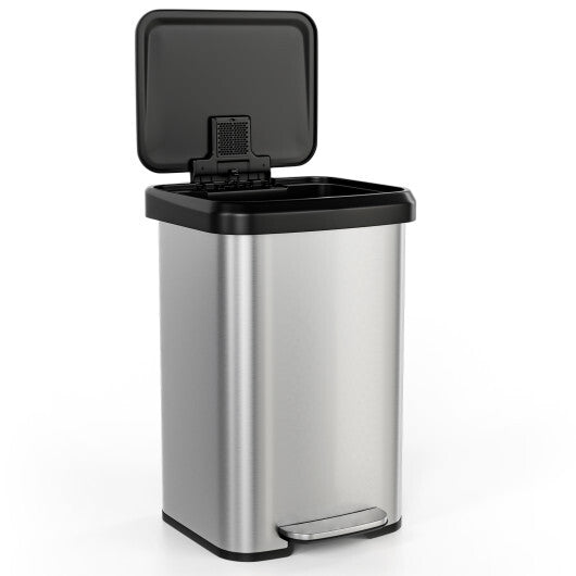 Costway 13.2 Gallon Step Trash Can with Soft Close Lid and Deodorizer Compartment Silver