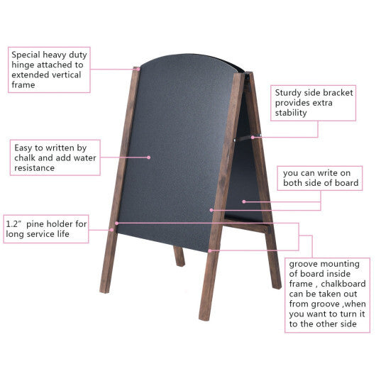 Costway 31.5" Wood A-Frame Chalkboard Menu Sign Board Sidewalk Wedding Signage