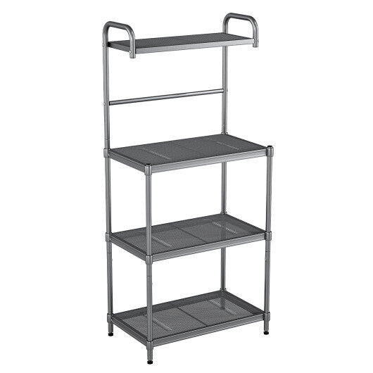 Costway 4-Tier Baker's Rack Microwave Oven Stand Shelves Kitchen Storage Rack Organizer Grey