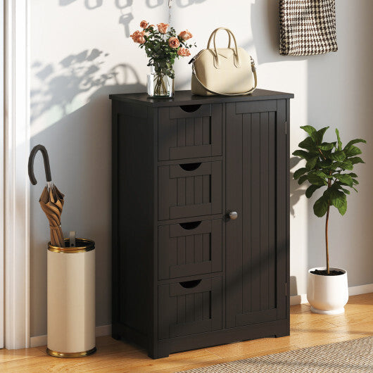 Costway Standing Indoor Wooden Cabinet with 4 Drawers-Black