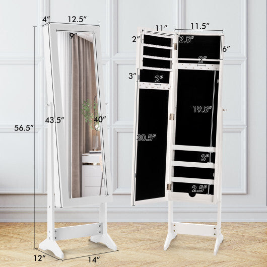 Costway Mirrored Jewelry Cabinet Mirror Organizer Storage Ring Stand