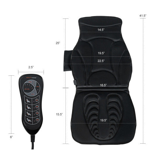 Costway Vibration Massage Seat Cushion Car 10 Vibration Motors Seat Back Massager