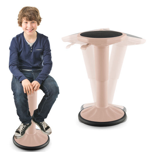 Costway Adjustable-Height Wobble Chair Active Learning Stool for Office Stand Up Desk Pink