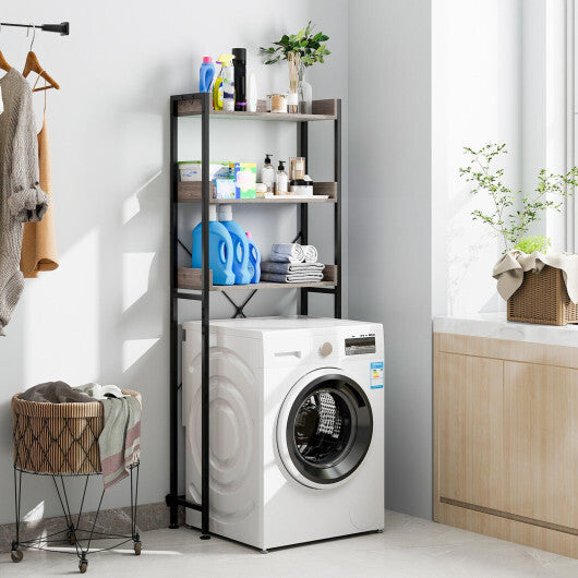 Costway Over The Toilet Storage Rack with Hooks and Adjustable Bottom Bar-Gray