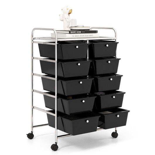 Costway 10-Drawer Rolling Storage Cart-Black
