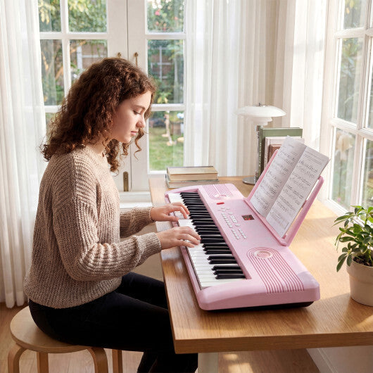 Costway 61 Key Electric Portable Digital Keyboard Piano for Beginner-Pink