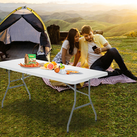 Costway 6' Folding Table Portable Plastic Indoor Outdoor Picnic Party Dining Camp Tables