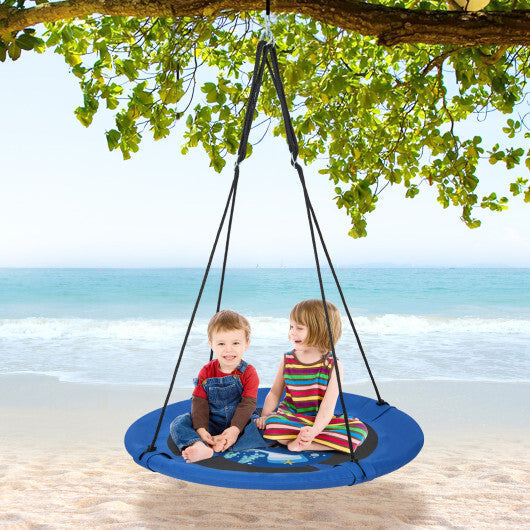 Costway 40" Flying Saucer Tree Swing Indoor Outdoor Play Set Swing for Kids Blue Whale