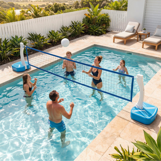 Costway 2-in-1 Pool Basketball Hoop and Pool Volleyball Net with Weighted Base