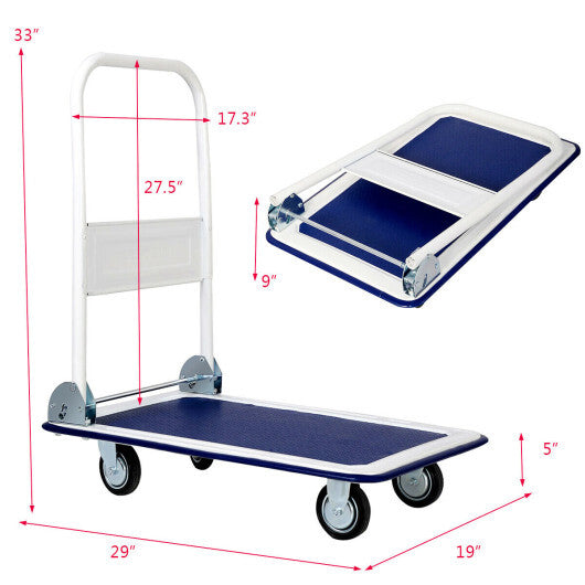 Costway 330lbs Platform Cart Dolly Foldable Push Hand Iron