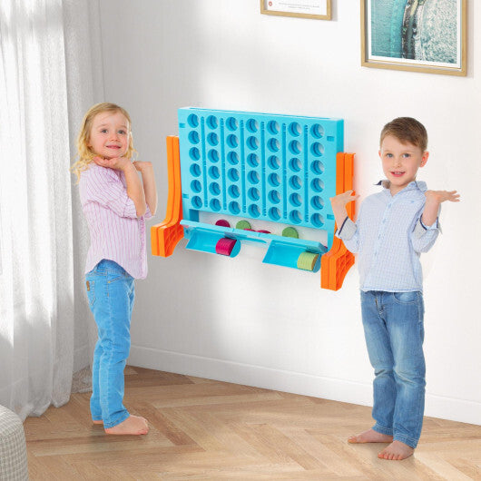 Costway Jumbo 4-to-Score Connect Game Set with Carrying Bag and 42 Coins-Orange