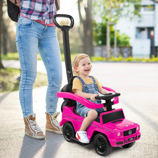 Costway 3-In-1 Ride on Push Car Mercedes Benz G350 Stroller Sliding Car with Canopy-Pink