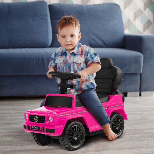 Costway 3-In-1 Ride on Push Car Mercedes Benz G350 Stroller Sliding Car with Canopy-Pink