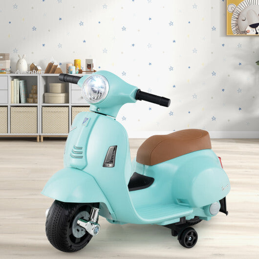 Costway Kids Ride on Motorcycle Licensed Vespa with LED Headlight and Horn Sound - Green