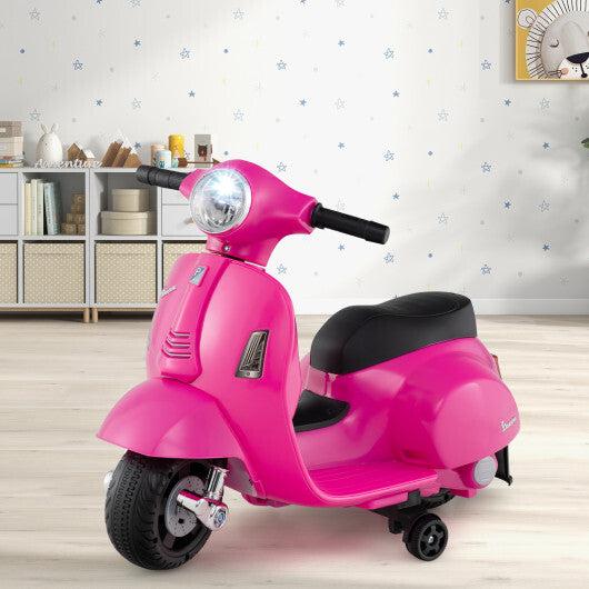 Costway Kids Ride on Motorcycle Licensed Vespa with LED Headlight and Horn Sound - Pink