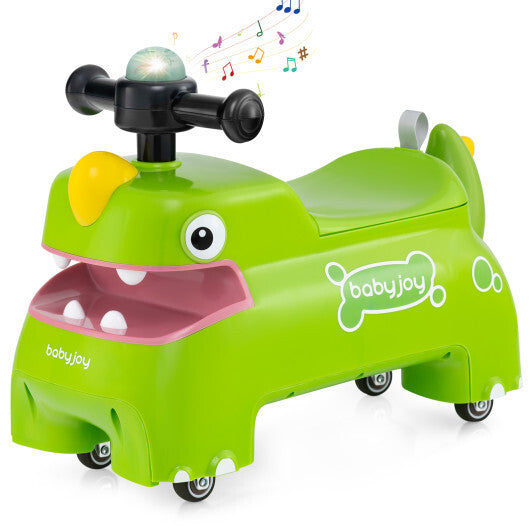 Costway Toddler Ride on Toy Walking Sliding Car with Lights and Music Green