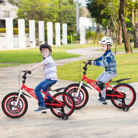 Costway 18 Inch Kids Bike Adjustable with Storage Basket and Double Brake for 4-8 Years Old Red