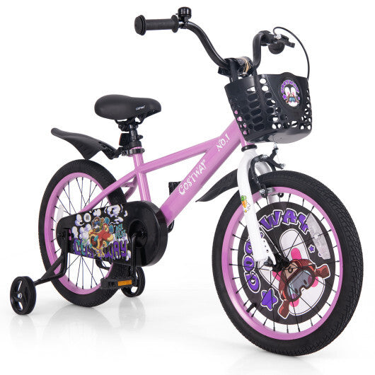 Costway 18 Inch Kids Bike for 4-8 Years Old Sport Bicycle with Adjustable Handlebar and Saddle-18 inches