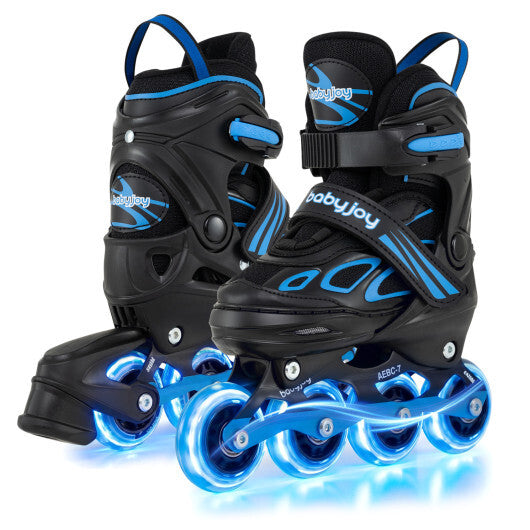Costway Adjustable Kids' Incline Skates for Boys Girls Ages 5-14-Blue