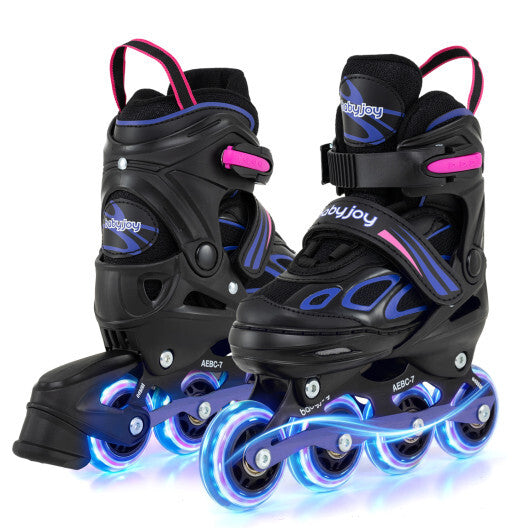 Costway Adjustable Kids' Incline Skates for Boys Girls Ages 5-14-Purple