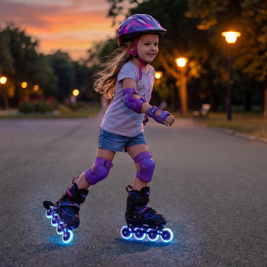 Costway Adjustable Kids' Incline Skates for Boys Girls Ages 5-14-Purple
