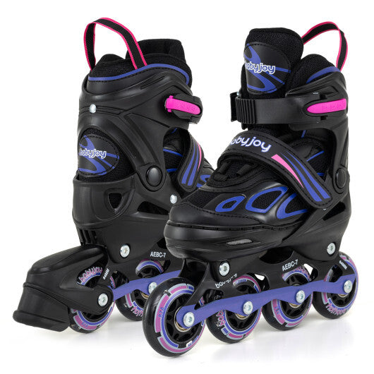 Costway Adjustable Kids' Incline Skates for Boys Girls Ages 5-14-Purple