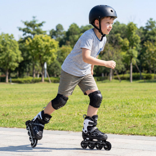 Costway 4 Sizes Adjustable Blade Roller with Light-up Wheels for Youth-Black