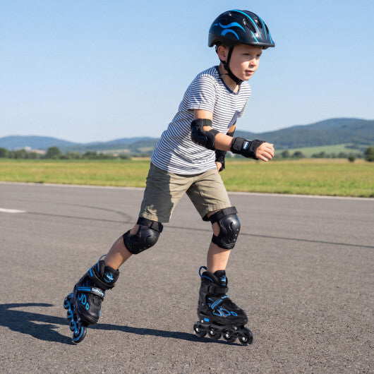 Costway 4 Sizes Adjustable Blade Roller with Light-up Wheels for Youth-Blue