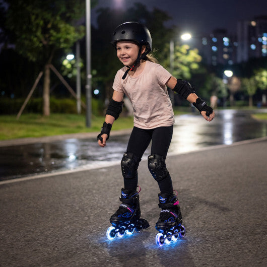 Costway 4 Sizes Adjustable Blade Roller with Light-up Wheels for Youth-Purple
