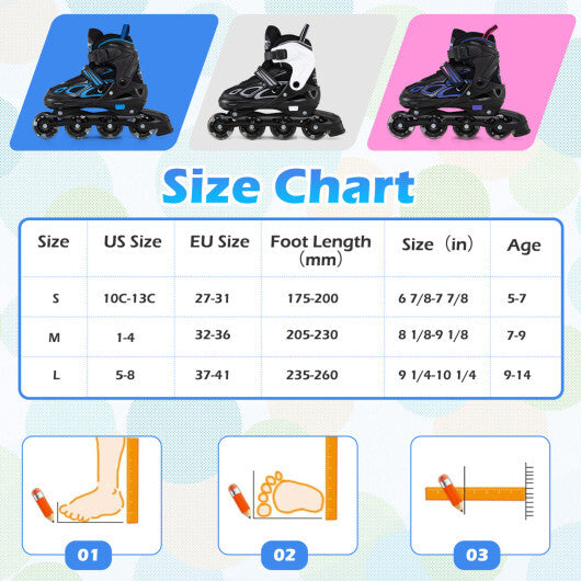 Costway Adjustable Kids' Incline Skates 4 Sizes Adjustable Blade Roller-Black