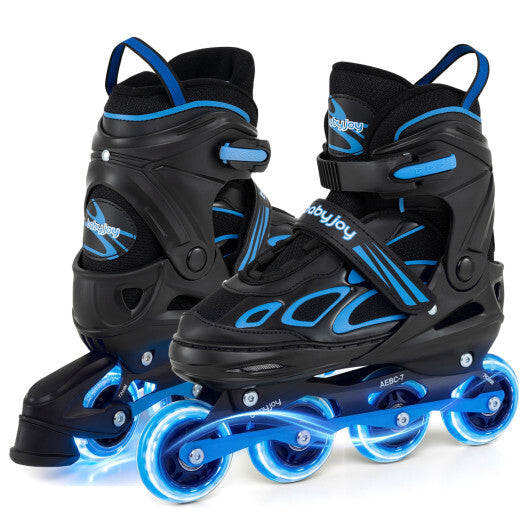 Costway Adjustable Kids' Incline Skates 4 Sizes Adjustable Blade Roller-Blue