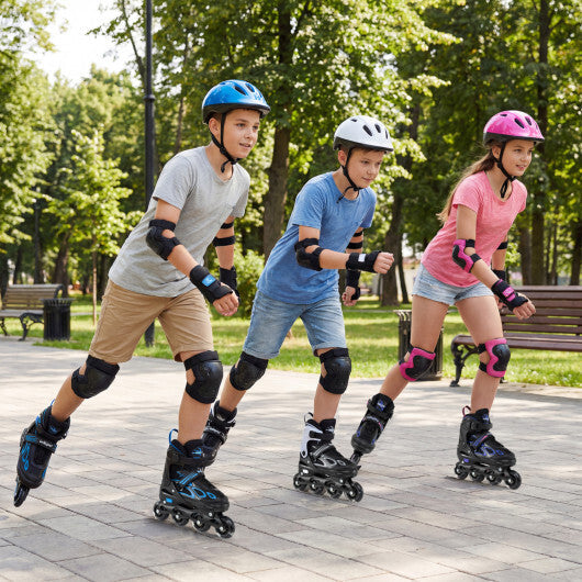 Costway Adjustable Kids' Incline Skates 4 Sizes Adjustable Blade Roller-Blue