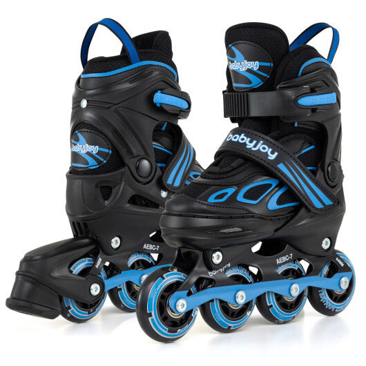 Costway Adjustable Kids' Incline Skates 4 Sizes Adjustable Blade Roller-Blue
