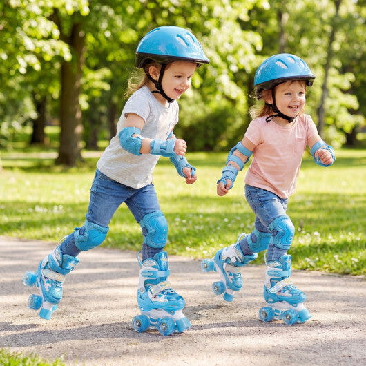 Costway Kids Roller Skates 4 Sizes Adjustable with Light-up Wheels for Toddler Aged 3-4 (XS)-Blue