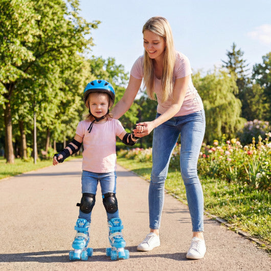 Costway Kids Roller Skates 4 Sizes Adjustable with Light-up Wheels for Toddler Aged 3-4 (XS)-Blue