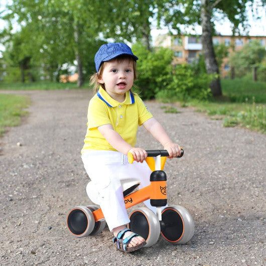 Costway 4 Wheels No-Pedal Baby Balance Bike Orange