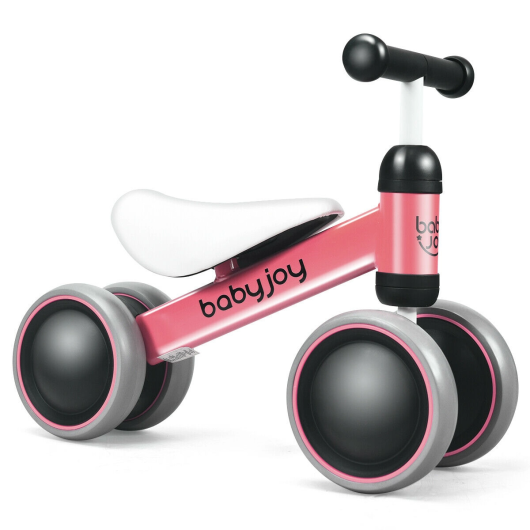 Costway 4 Wheels No-Pedal Baby Balance Bike Pink