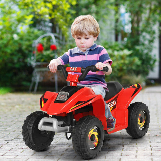 Costway 6V Kids Electric Quad ATV 4 Wheels Ride On Toy for Toddlers Forward&Reverse Red
