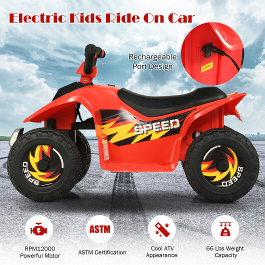 Costway 6V Kids Electric Quad ATV 4 Wheels Ride On Toy for Toddlers Forward&Reverse Red