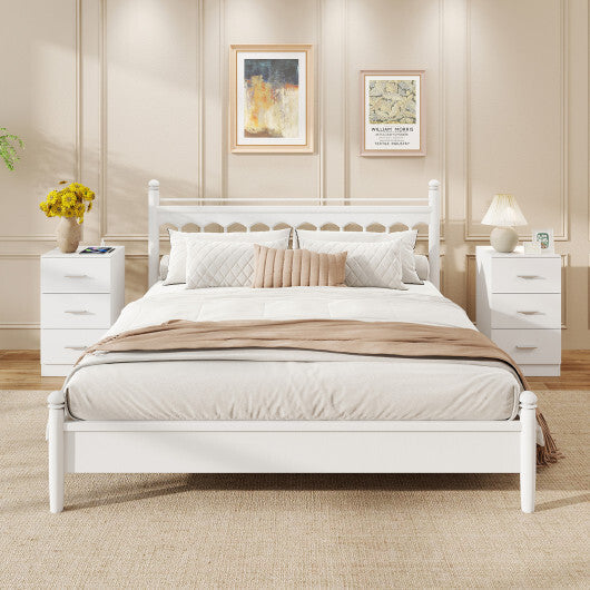 Costway Set of 2 Nightstand with Charging Station End Table with 3 Storage Drawers Bedside Table for Bedroom-White