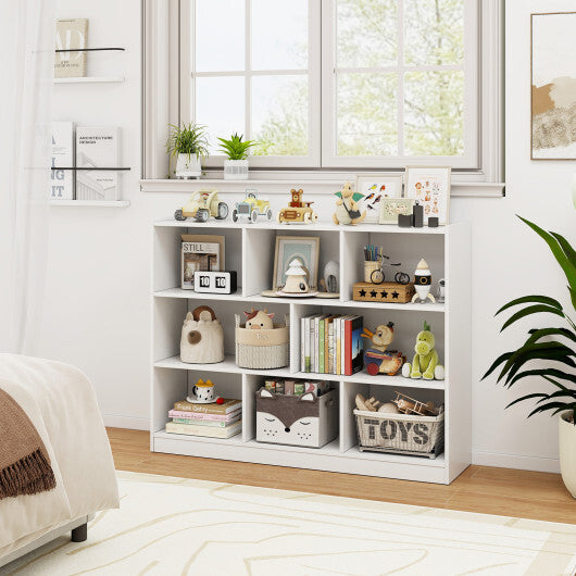 Costway 3-Tier Open Bookcase 8-Cube Floor Standing Storage Shelves Display Cabinet-White