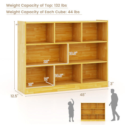 Costway 3-Tier Open Bookcase 8-Cube Floor Standing Storage Shelves Display Cabinet-Yellow