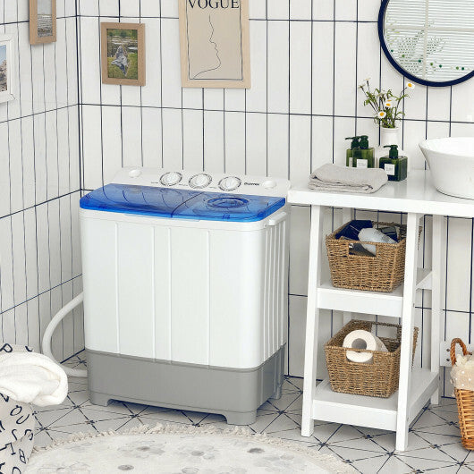 Costway 2-in-1 Portable 22lbs Capacity Washing Machine with Timer Control-Blue