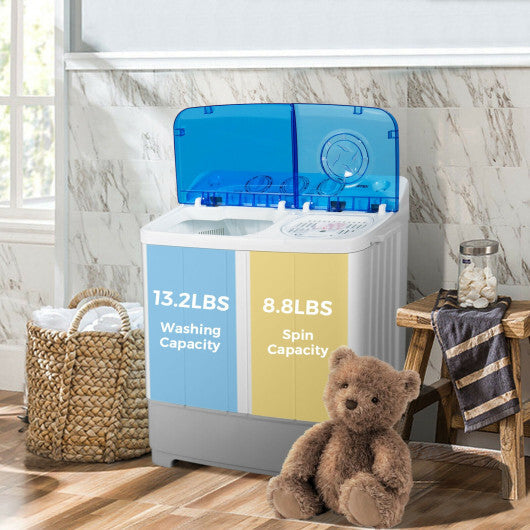 Costway 2-in-1 Portable 22lbs Capacity Washing Machine with Timer Control-Blue