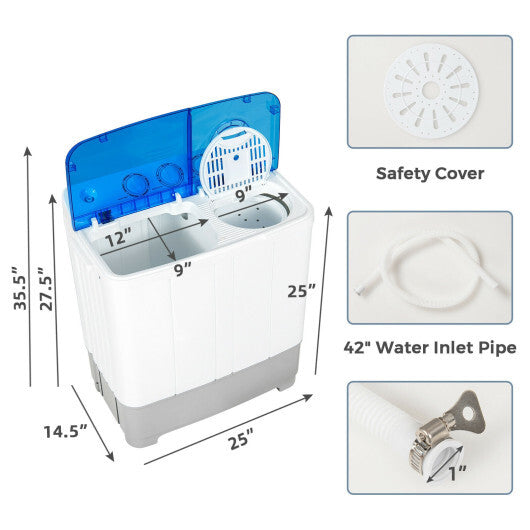 Costway 2-in-1 Portable 22lbs Capacity Washing Machine with Timer Control-Blue