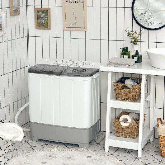 Costway 2-in-1 Portable 22lbs Capacity Washing Machine with Timer Control-Gray