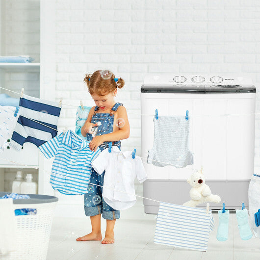 Costway 2-in-1 Portable 22lbs Capacity Washing Machine with Timer Control-Gray