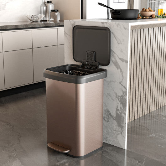 Costway 13.2 Gallon Step Trash Can with Soft Close Lid and Deodorizer Compartment-Golden