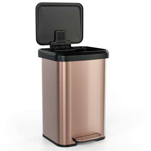 Costway 13.2 Gallon Step Trash Can with Soft Close Lid and Deodorizer Compartment-Golden